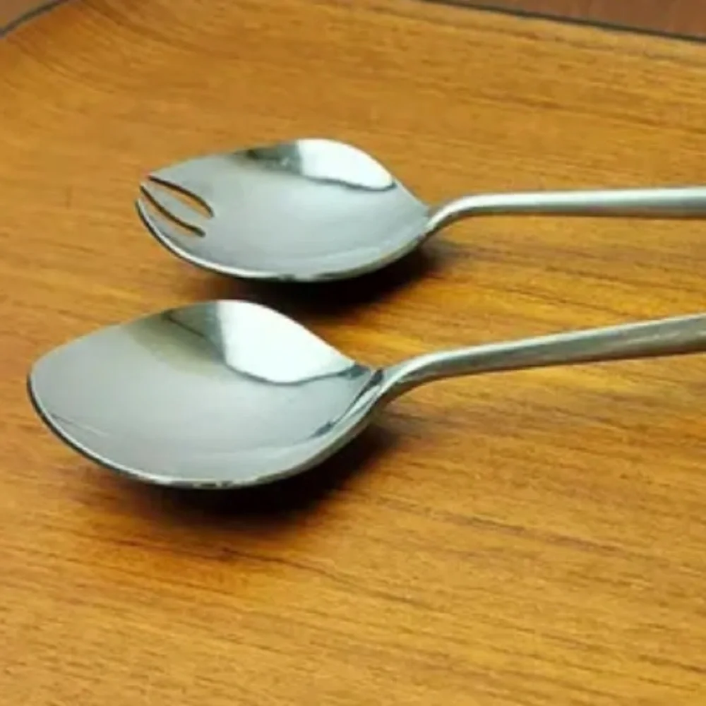Vintage Mid-Century Modern EPIC Japanese Forged Stainless Salad Serving Utensils